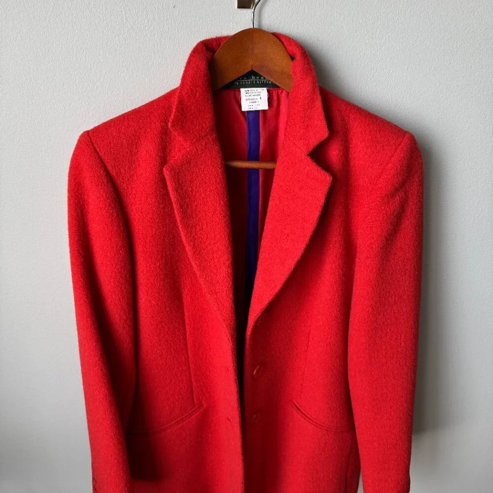 Wool Alpaca Blend Blazer Harvé Benard Red Jacket - Picture 3 of 17